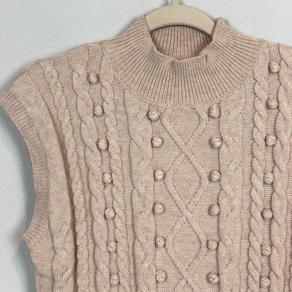 Debut Pom Pom Detail Mock Neck Sweater Vest M NWT - Picture 2 of 8